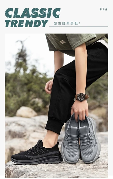 Erkek Örme File Spor Ayakkabı (Siyah) - Resim 8