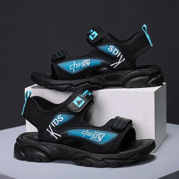 Unisex Çocuk Yazlık Fileli Sandalet (Siyah Ay)