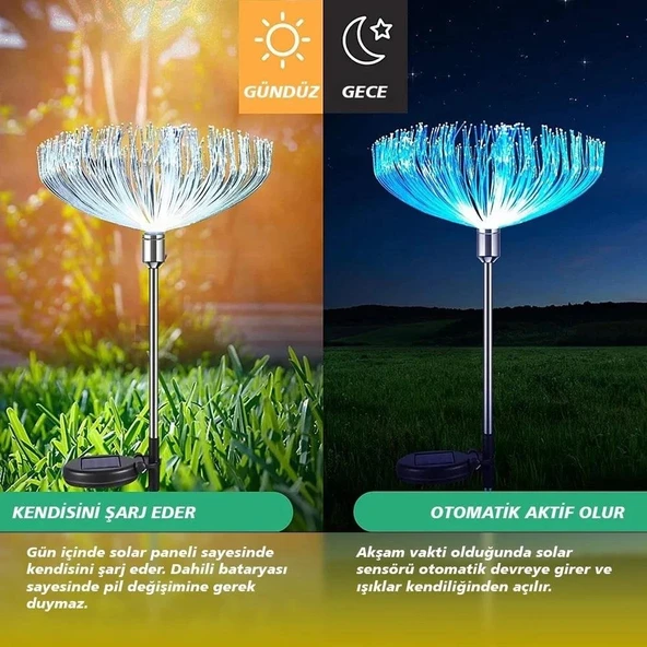 SOLAR LED'li 7 Renk Değiştiren Bahçe Dekorasyon Aydınlatma 2'li Paket - 4