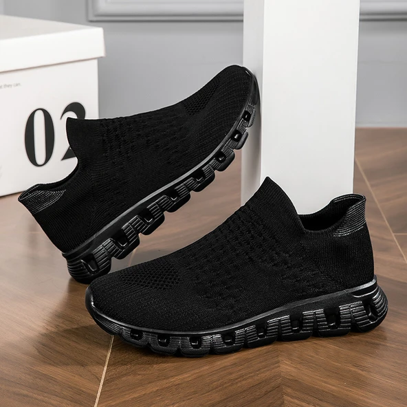 Unisex Örme Sokak Ayakkabısı (Tamamen Siyah)