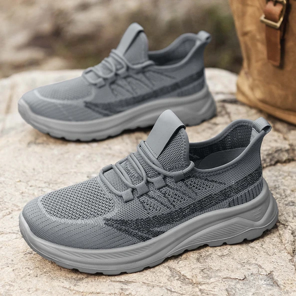 Erkek Örme File Spor Ayakkabı (Siyah) - Resim 7