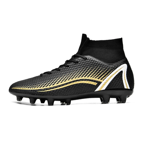 Unisex Yüksek Bilekli Krampon Futbol Ayakkabısı (Uzun Çivili Siyah)