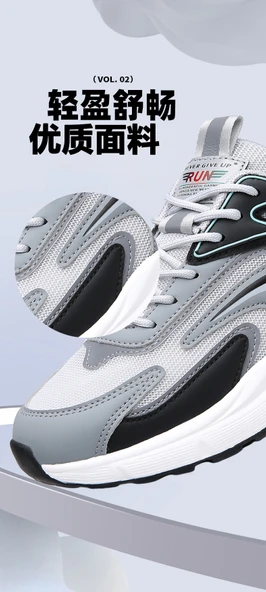 Erkek Koşu Ayakkabısı - Hafif ve Nefes Alabilen File (Siyah) - Resim 11