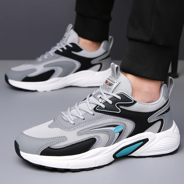 Erkek Koşu Ayakkabısı - Hafif ve Nefes Alabilen File (Siyah) - Resim 6