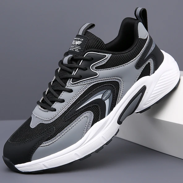 Erkek Koşu Ayakkabısı - Hafif ve Nefes Alabilen File (Siyah) - Resim 5