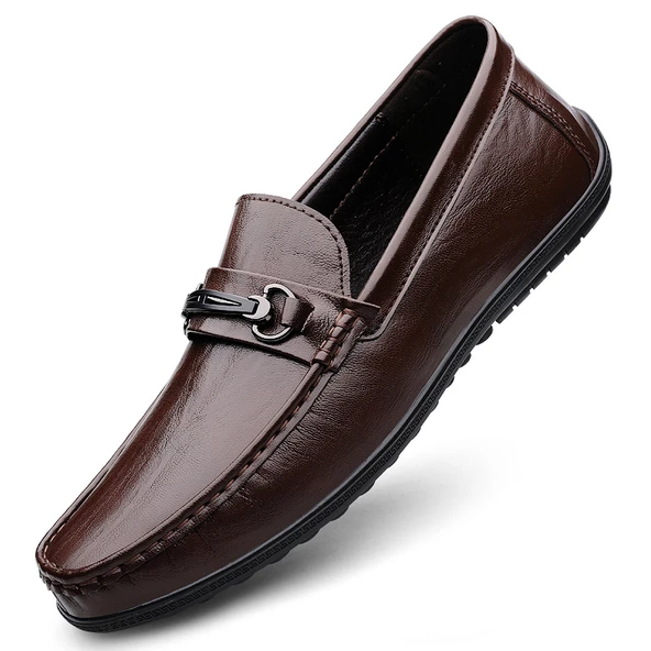 Erkek Loafer Ayakkabı - Hakiki Deri (Kahverengi)