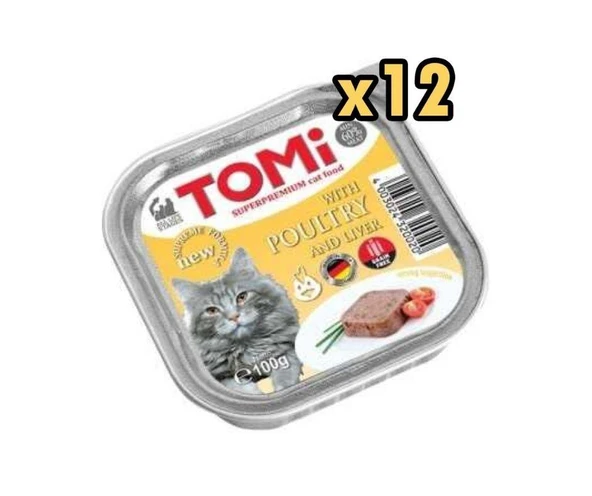 Tomi Pate Kümes Hayvanlı ve Ciğerli Yetiskin Kedi Konservesi 100 Gr x 12 Adet