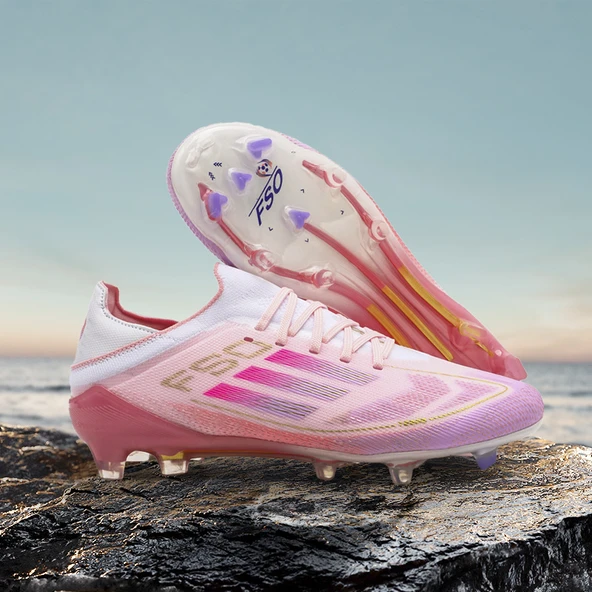 Unisex Krampon Futbol Ayakkabısı (Uzun Krampon Beyaz Pembe)