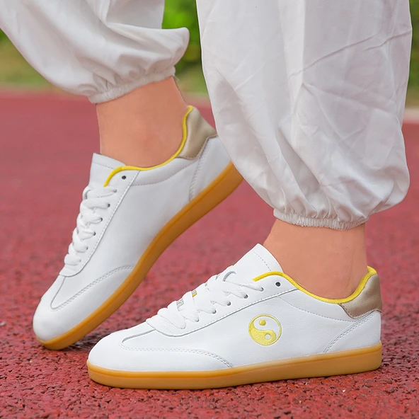 Unisex Tai Chi Ayakkabısı - Deri Yüzeyli (Beyaz)