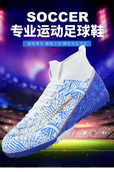 Unisex Krampon Futbol Ayakkabısı (Beyaz - Siyah Ayakkabı) - Resim 9