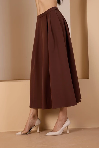 Acı Kahve Salaş Kesim Dokuma Etek - 5