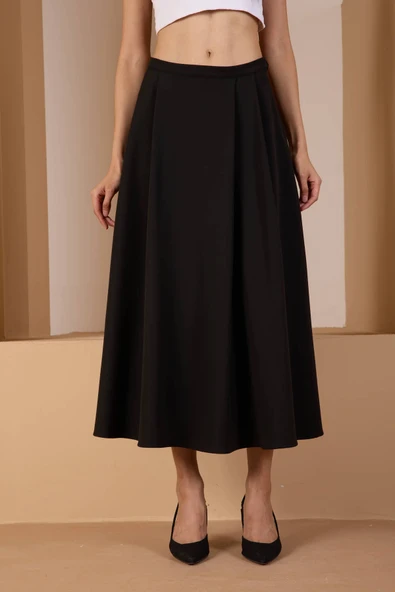 Siyah Salaş Kesim Dokuma Etek - 5