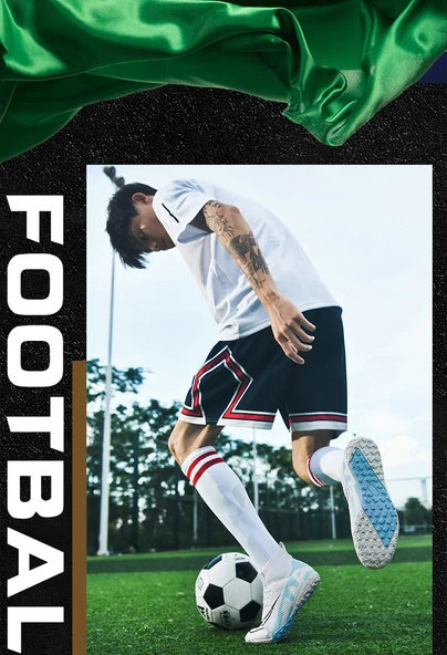 Unisex Krampon Futbol Ayakkabısı - TF Taban - Yüksek Bilekli (Ay Safir Mavisi-9) - 10