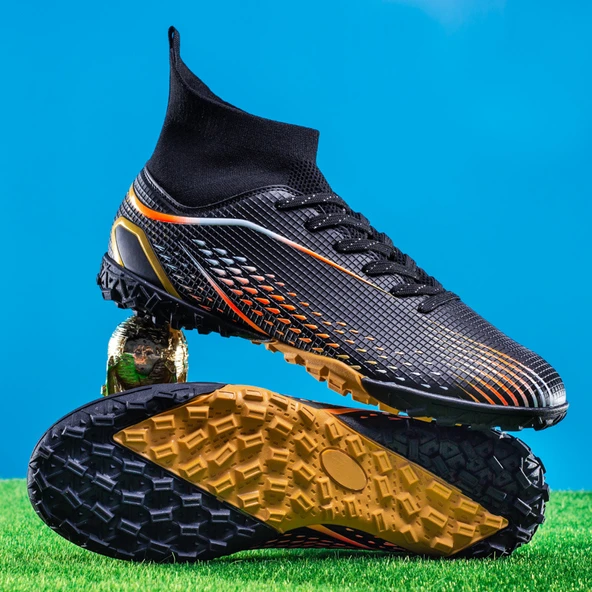 Unisex Yüksek Bilekli Krampon Futbol Ayakkabısı (Siyah)