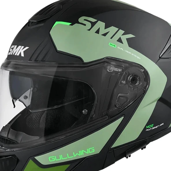 SMK GULLWING KRESTO YEŞİL SİYAH ÇENE AÇILIR KASK - Resim 4