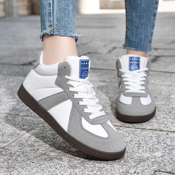 Unisex Yüksek Bilekli Günlük Spor Ayakkabı (Beyaz - Gri)