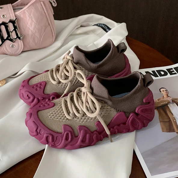 Kadın Örgü Fileli Spor Ayakkabı (Mor) - Resim 5