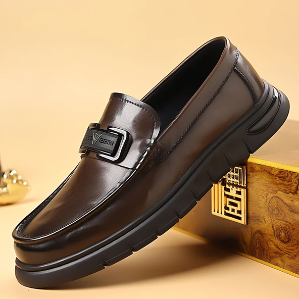 Erkek Deri Loafer Ayakkabı (Kahverengi-2)
