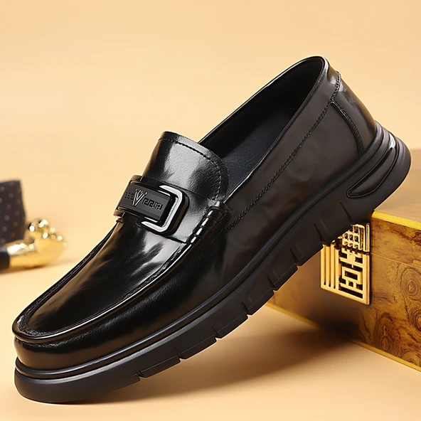 Erkek Deri Loafer Ayakkabı (Siyah-5)