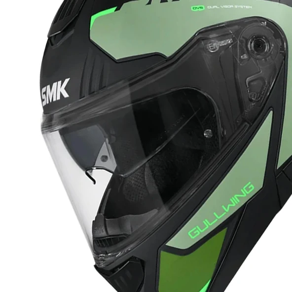 SMK GULLWING KRESTO YEŞİL SİYAH ÇENE AÇILIR KASK - Resim 3