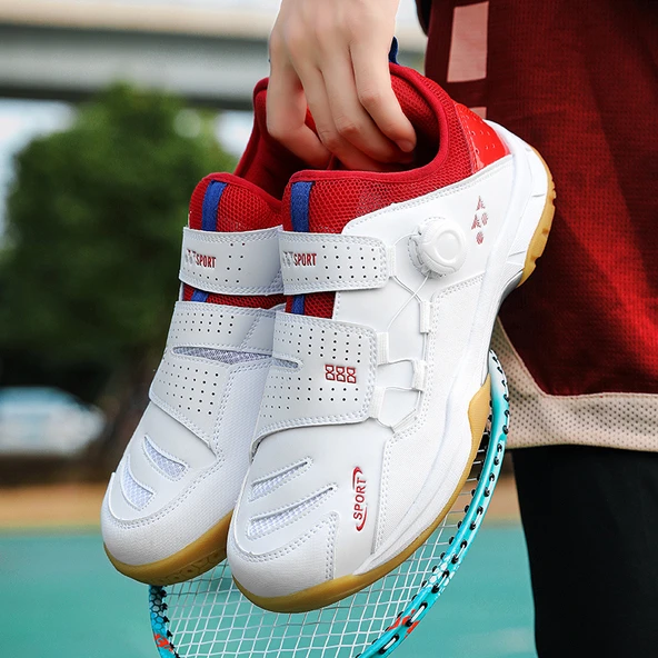 Unisex Badminton Ayakkabısı (Beyaz - Kırmızı)