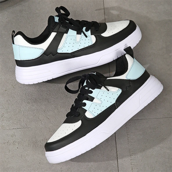 Unisex Kalın Tabanlı Spor Ayakkabı (Beyaz - Siyah - Ay-5) - 2