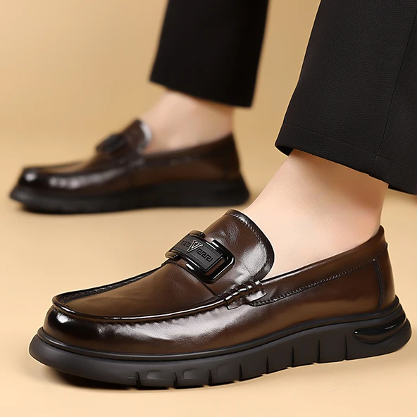 Erkek Deri Loafer Ayakkabı (Kahverengi) - 7