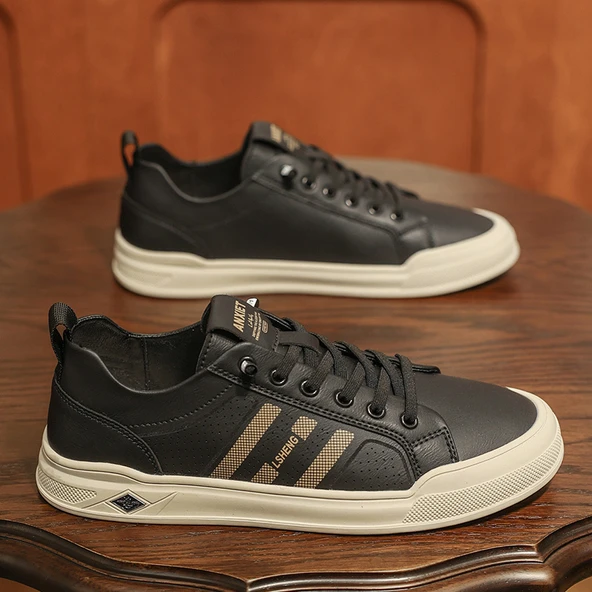 Erkek Günlük Kullanım Sneaker Ayakkabı (Siyah - Kayısı)