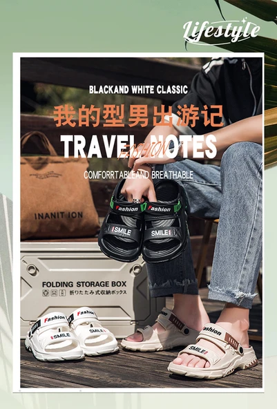 Erkek Plaj Sandalet (Siyah) - Resim 8