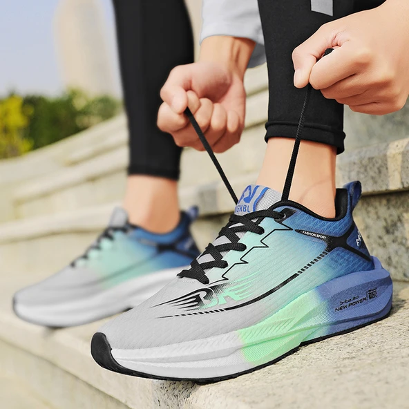 Unisex Spor Ayakkabı (Açık Gri - Yeşil - Mavi)