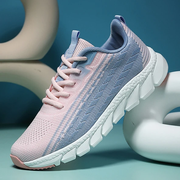 Kadın Fileli Hafif Yürüyüş Koşu Ayakkabısı (Lotus Kökü Pembe)