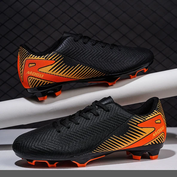 Unisex Çocuk Krampon Futbol Ayakkabısı - AG (Siyah - Turuncu)