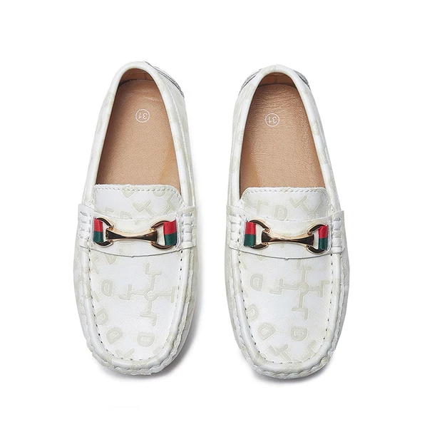 Çocuk Modası Yumuşak Loafer Ayakkabı (Kabartmalı Kirli Beyaz)