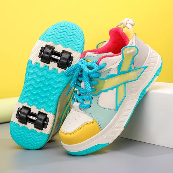 Unisex Çocuk Patenli Spor Ayakkabı (Mavi)