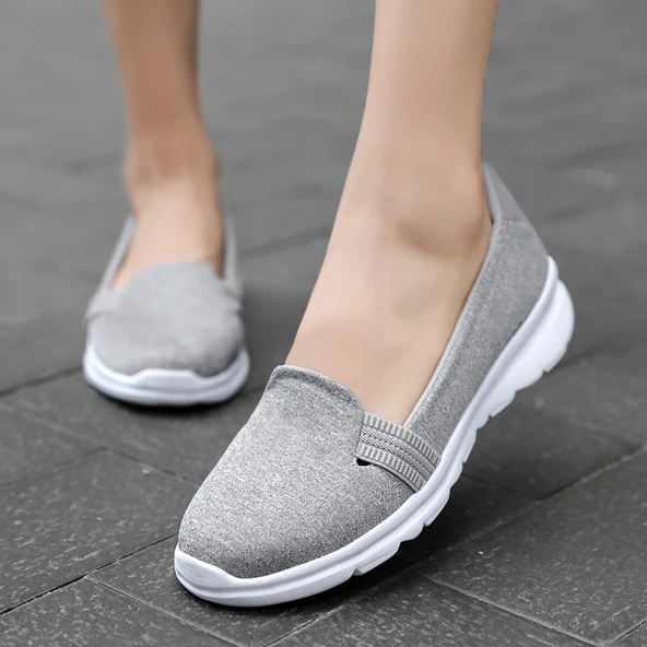 Kadın Günlük Slip-On Yürüyüş Ayakkabısı (Gri) - Resim 6