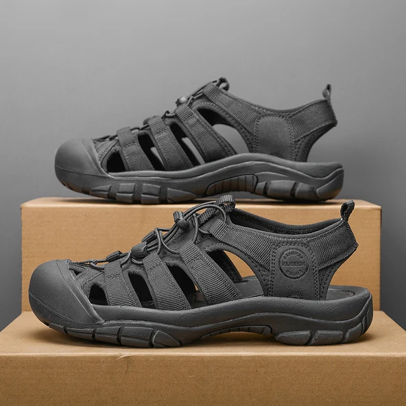 Unisex Kapalı Burun Plaj Sandalet (Kömür Siyahı)