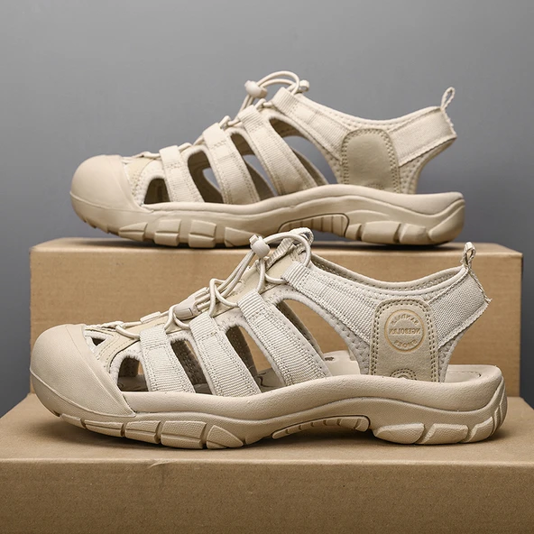 Unisex Kapalı Burun Plaj Sandalet (Kum Rengi)