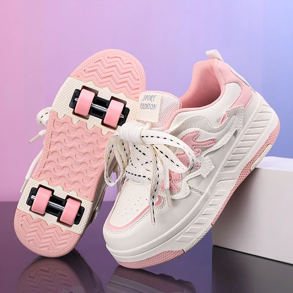 Unisex Çocuk Patenli Spor Ayakkabı (Pembe)
