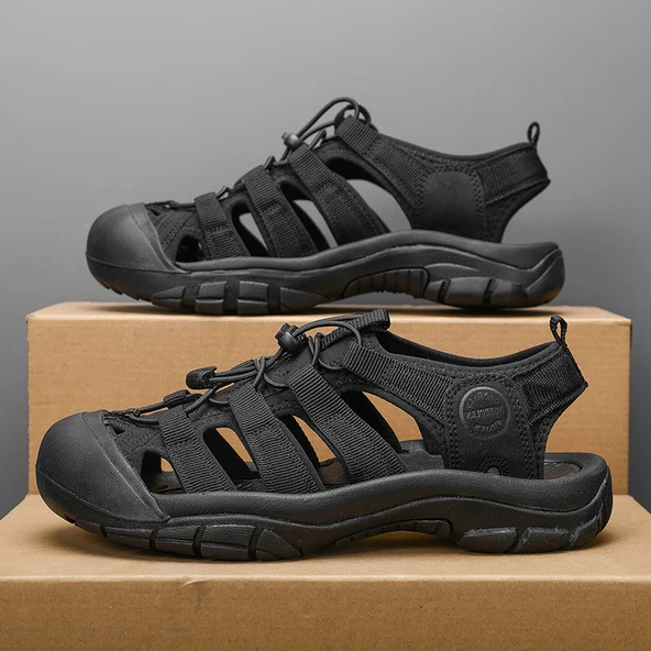 Unisex Kapalı Burun Plaj Sandalet (Siyah)