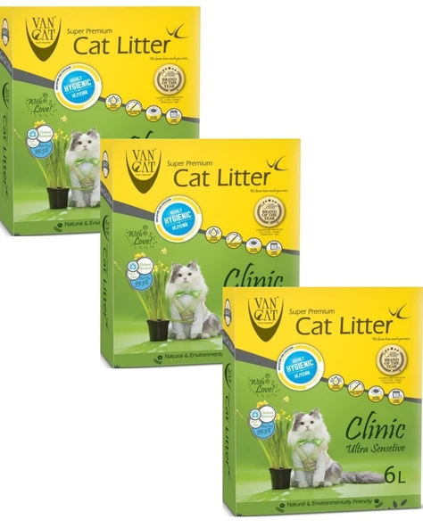 Vancat Cat Litter Clinic Ultra Sensetive 6 Lt x 3 Adet