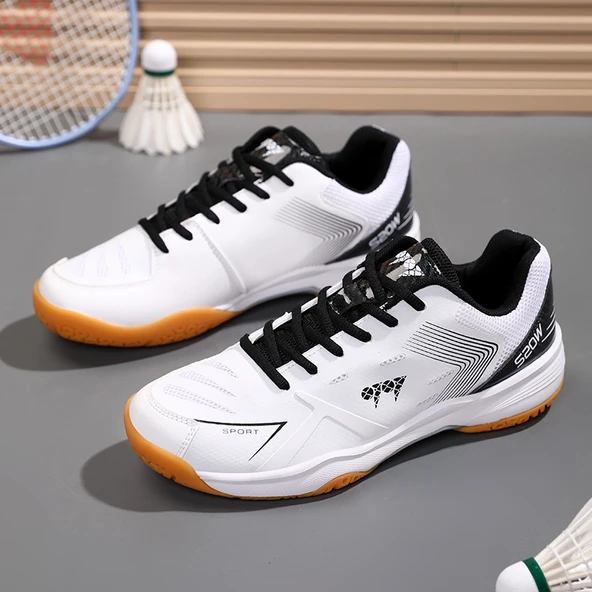 Unisex Badminton Ayakkabısı (Beyaz - Siyah)
