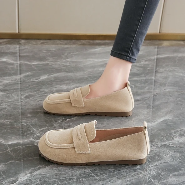 Kadın Loafer Ayakkabı - Günlük Kullanım - Düz Taban (Kayısı Rengi-2)