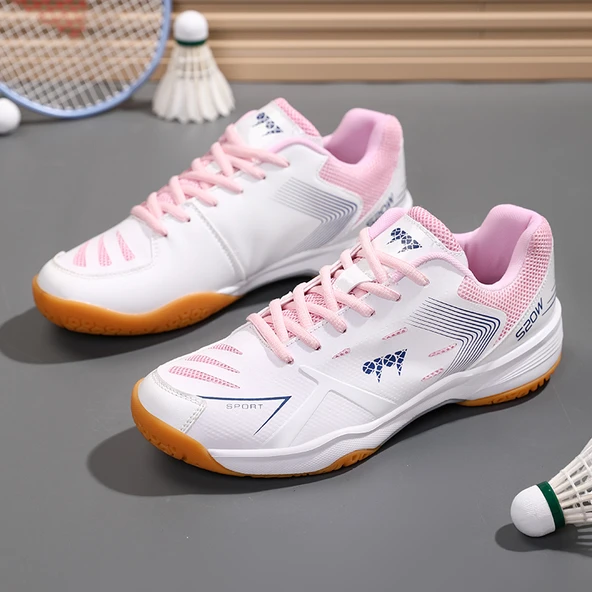 Unisex Badminton Ayakkabısı (Beyaz - Pembe)
