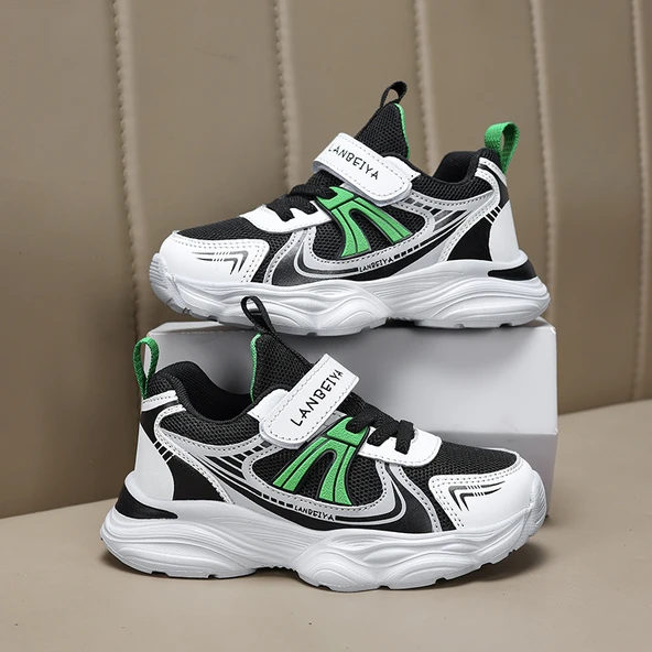 Unisex Çocuk File Spor Ayakkabı (Bej - Kırmızı) - 7