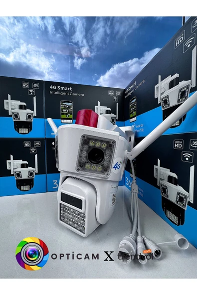 RADEX RX45AI 4g 4 Kamera 4+4+4 Mp Elektrikli Sim Kartlı Güvenlik Kamerası + 1.5 A Adaptör - 4