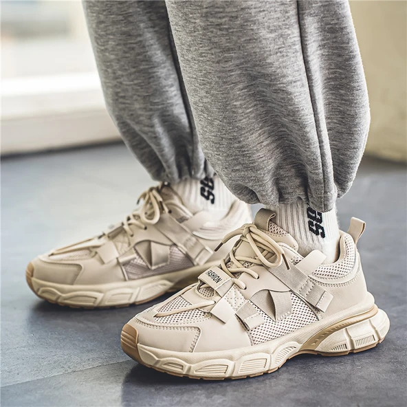 Unisex Kalın Taban Spor Ayakkabı (Bej)