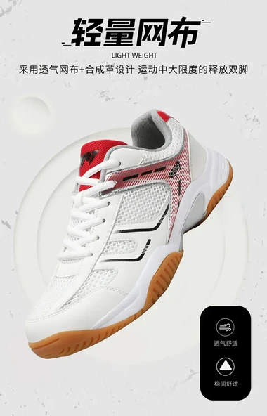 Unisex Badminton Ayakkabısı (Beyaz - Kırmızı) - 10