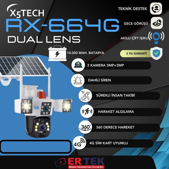 X5-TECH RX-664G SPEED DOME KAMERA SOLAR 4G 2*3MP BEYAZ