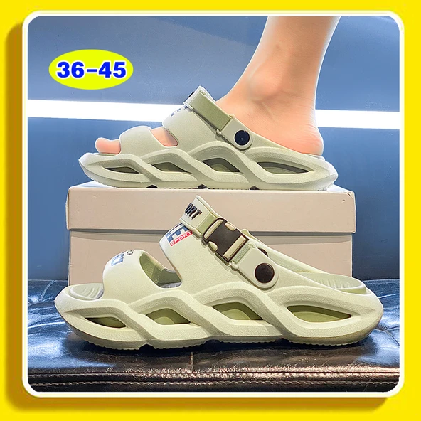 Unisex Kalın Tabanlı Terlik (Yeşil-2)