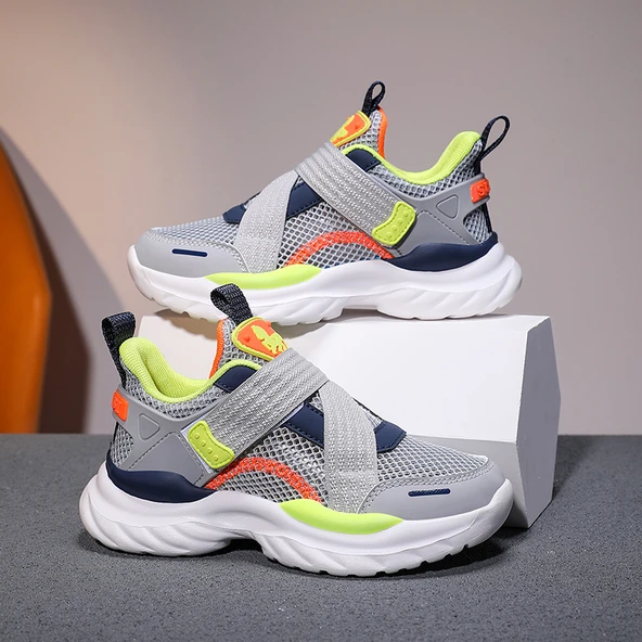 Unisex Çocuk Yazlık Spor Ayakkabı (Gri Tek Katmanlı File)